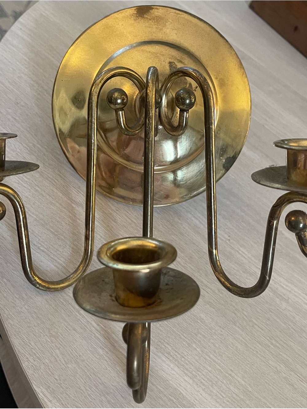 Vintage Wall  Mounted Metal Candle Holder Candelabra Sconce Brass Look  Retro